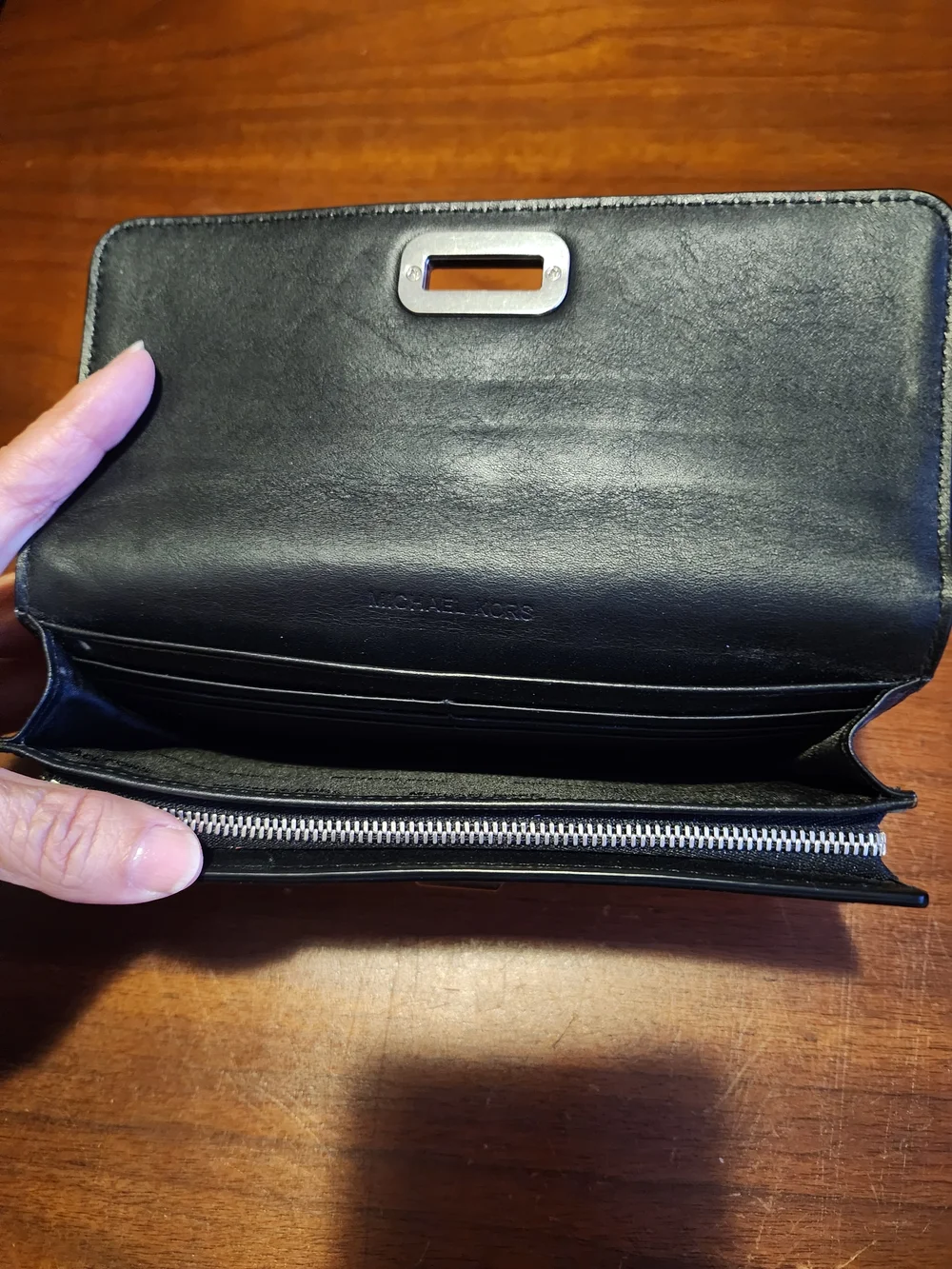 Michael Kors Black Leather Studded Clutch Wallet